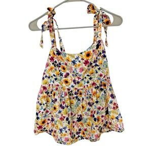 Old Navy Womens Crop Babydoll Top Size M Floral Smocked Fairy Boho Festival Y2K